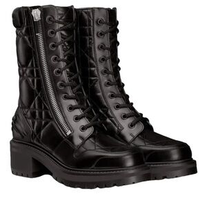 Dior Black Quilted Combat Boots
